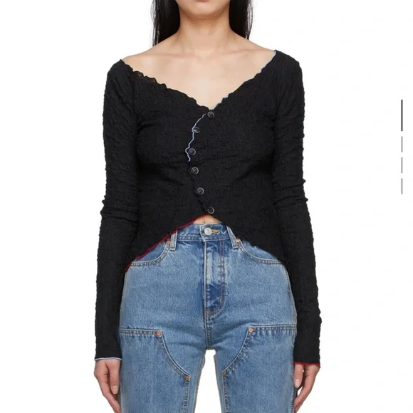 Anderson Bell black cotton cardigan SSENSE exclusive - Picture 1 of 8